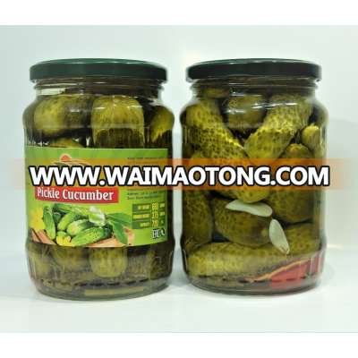 pickled cucumber in glass jar 3-6cm